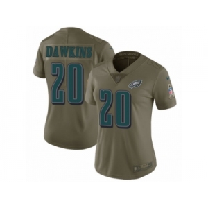 Women Nike Philadelphia Eagles #20 Brian Dawkins Limited Olive 2017 Salute to Service NFL Jersey