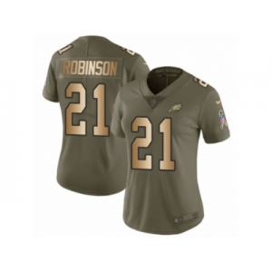 Women Nike Philadelphia Eagles #21 Patrick Robinson Limited Olive Gold 2017 Salute to Service NFL Jersey