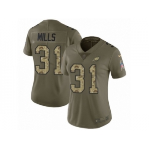 Women Nike Philadelphia Eagles #31 Jalen Mills Limited Olive Camo 2017 Salute to Service NFL Jersey