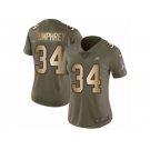 Women Nike Philadelphia Eagles #34 Donnel Pumphrey Limited Olive Gold 2017 Salute to Service NFL Jersey