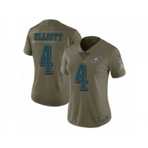 Women Nike Philadelphia Eagles #4 Jake Elliott Limited Olive 2017 Salute to Service NFL Jersey
