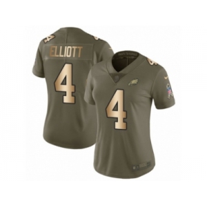 Women Nike Philadelphia Eagles #4 Jake Elliott Limited Olive Gold 2017 Salute to Service NFL Jersey