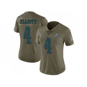 Women Nike Philadelphia Eagles #4 Jake Elliott Olive Stitched NFL Limited 2017 Salute to Service Jersey