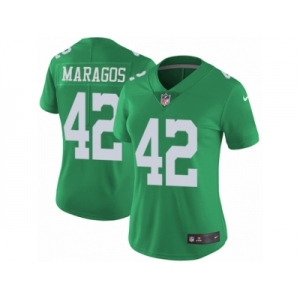 Women Nike Philadelphia Eagles #42 Chris Maragos Limited Green Rush Vapor Untouchable NFL Jersey