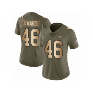 Women Nike Philadelphia Eagles #46 Herman Edwards Limited Olive Gold 2017 Salute to Service NFL Jersey