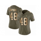 Women Nike Philadelphia Eagles #48 Wes Hopkins Limited Olive Gold 2017 Salute to Service NFL Jersey