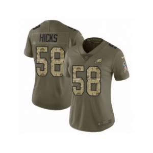 Women Nike Philadelphia Eagles #58 Jordan Hicks Limited Olive Camo 2017 Salute to Service NFL Jersey