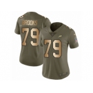 Women Nike Philadelphia Eagles #79 Brandon Brooks Limited Olive Gold 2017 Salute to Service NFL Jersey