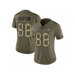 Women Nike Philadelphia Eagles #88 Trey Burton Limited Olive Camo 2017 Salute to Service NFL Jersey