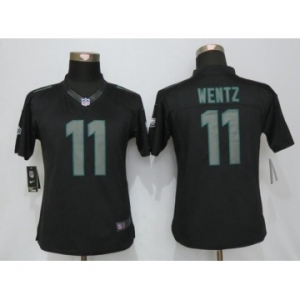 Womens Nike Philadelphia Eagles #11 Carson Wentz Impact Limited Black Jerseys