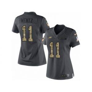 Women's Nike Philadelphia Eagles #11 Carson Wentz Limited Black 2016 Salute to Service NFL Jersey