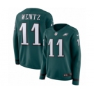 Women's Nike Philadelphia Eagles #11 Carson Wentz Limited Green Therma Long Sleeve NFL Jersey