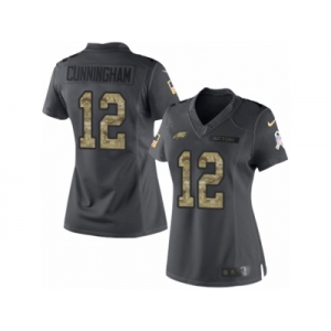 Women's Nike Philadelphia Eagles #12 Randall Cunningham Limited Black 2016 Salute to Service NFL Jersey