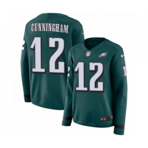 Women's Nike Philadelphia Eagles #12 Randall Cunningham Limited Green Therma Long Sleeve NFL Jersey