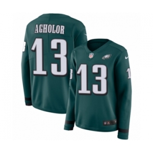 Women's Nike Philadelphia Eagles #13 Nelson Agholor Limited Green Therma Long Sleeve NFL Jersey