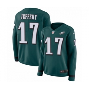 Women's Nike Philadelphia Eagles #17 Alshon Jeffery Limited Green Therma Long Sleeve NFL Jersey