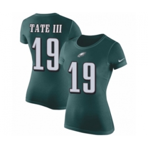 Women's Nike Philadelphia Eagles #19 Golden Tate III Green Rush Pride Name & Number T-Shirt