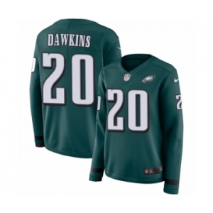 Women's Nike Philadelphia Eagles #20 Brian Dawkins Limited Green Therma Long Sleeve NFL Jersey