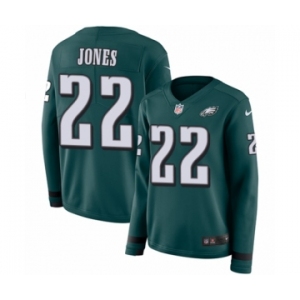 Women's Nike Philadelphia Eagles #22 Sidney Jones Limited Green Therma Long Sleeve NFL Jersey