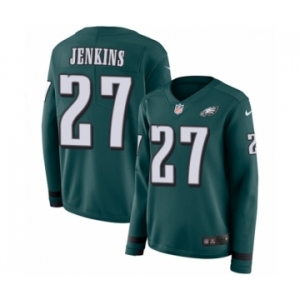 Women's Nike Philadelphia Eagles #27 Malcolm Jenkins Limited Green Therma Long Sleeve NFL Jersey