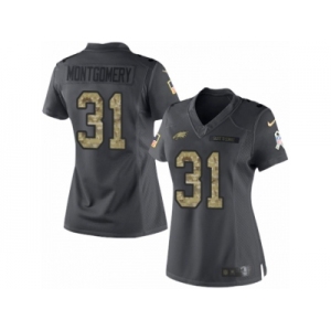 Women's Nike Philadelphia Eagles #31 Wilbert Montgomery Limited Black 2016 Salute to Service NFL Jersey