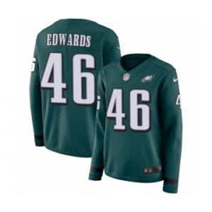 Women's Nike Philadelphia Eagles #46 Herman Edwards Limited Green Therma Long Sleeve NFL Jersey