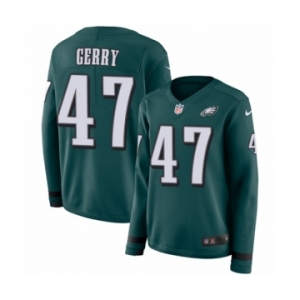 Women's Nike Philadelphia Eagles #47 Nate Gerry Limited Green Therma Long Sleeve NFL Jersey