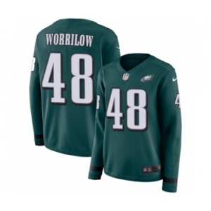 Women's Nike Philadelphia Eagles #48 Paul Worrilow Limited Green Therma Long Sleeve NFL Jersey