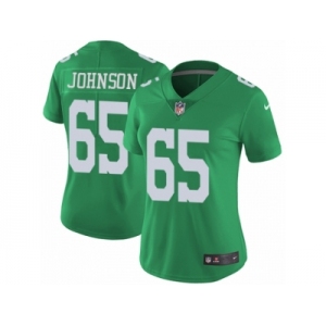 Women's Nike Philadelphia Eagles #65 Lane Johnson Limited Green Rush NFL Jersey