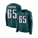 Women's Nike Philadelphia Eagles #65 Lane Johnson Limited Green Therma Long Sleeve NFL Jersey