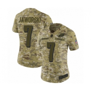 Women's Nike Philadelphia Eagles #7 Ron Jaworski Limited Camo 2018 Salute to Service NFL Jersey