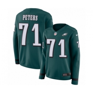 Women's Nike Philadelphia Eagles #71 Jason Peters Limited Green Therma Long Sleeve NFL Jersey