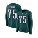 Women's Nike Philadelphia Eagles #75 Josh Sweat Limited Green Therma Long Sleeve NFL Jersey