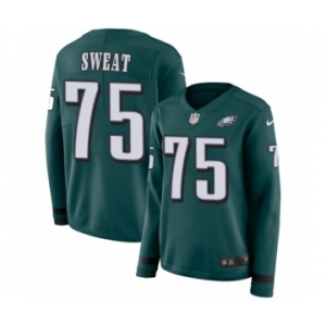 Women's Nike Philadelphia Eagles #75 Josh Sweat Limited Green Therma Long Sleeve NFL Jersey