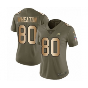 Women's Nike Philadelphia Eagles #80 Markus Wheaton Limited Olive Gold 2017 Salute to Service NFL Jersey