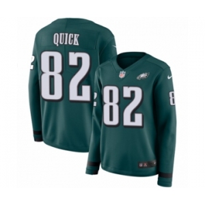 Women's Nike Philadelphia Eagles #82 Mike Quick Limited Green Therma Long Sleeve NFL Jersey