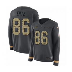 Women's Nike Philadelphia Eagles #86 Zach Ertz Limited Black Salute to Service Therma Long Sleeve NFL Jersey