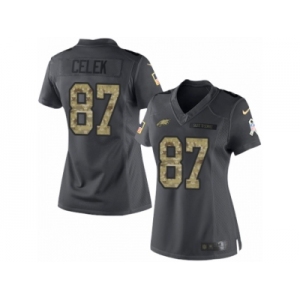 Women's Nike Philadelphia Eagles #87 Brent Celek Limited Black 2016 Salute to Service NFL Jersey