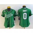 Women's Philadelphia Eagles #0 D’andre Swift Green With 3-Star C Cool Base Stitched Baseball Jersey