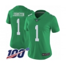 Women's Philadelphia Eagles #1 Cameron Johnston Limited Green Rush Vapor Untouchable 100th Season Football Jersey