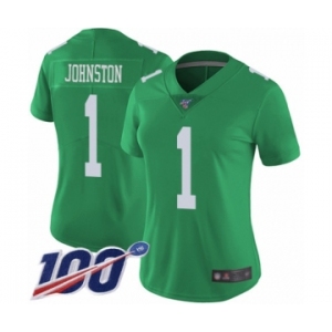 Women's Philadelphia Eagles #1 Cameron Johnston Limited Green Rush Vapor Untouchable 100th Season Football Jersey