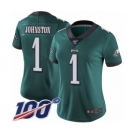 Women's Philadelphia Eagles #1 Cameron Johnston Midnight Green Team Color Vapor Untouchable Limited Player 100th Season Football Jersey