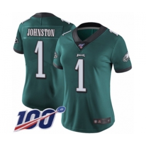Women's Philadelphia Eagles #1 Cameron Johnston Midnight Green Team Color Vapor Untouchable Limited Player 100th Season Football Jersey