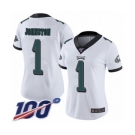 Women's Philadelphia Eagles #1 Cameron Johnston White Vapor Untouchable Limited Player 100th Season Football Jersey