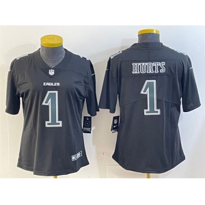 Women's Philadelphia Eagles #1 Jalen Hurts Black Fashion Vapor Untouchable Limited Football Stitched Jersey