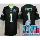 Women's Philadelphia Eagles #1 Jalen Hurts Limited Black Super Bowl LVII Vapor Jersey