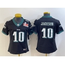 Women's Philadelphia Eagles #10 DeSean Jackson Black 2025 Super Bowl LIX Patch Vapor Untouchable Limited Football Stitched Jersey