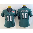 Women's Philadelphia Eagles #10 DeSean Jackson Green 2025 Super Bowl LIX Patch Vapor Untouchable Limited Football Stitched Jersey