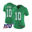 Women's Philadelphia Eagles #10 DeSean Jackson Limited Green Rush Vapor Untouchable 100th Season Football Jersey