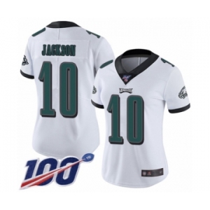 Women's Philadelphia Eagles #10 DeSean Jackson White Vapor Untouchable Limited Player 100th Season Football Jersey